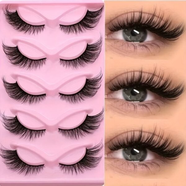 15Pairs Cat Eye Eyelashes 3D Natural False Lashes Fluffy Soft Cross Clear Band Lashes Manga Lashes Wispy Eyelash Makeup